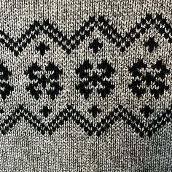 Style &Co Cardigan-Gray Zip-Up with Nordic Black Pattern Sz M - Picture 6 of 11